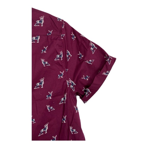 NEW Paper Denim and Cloth Mens Button Down Top Shirt M Maroon Short Sleeve - Picture 9 of 10
